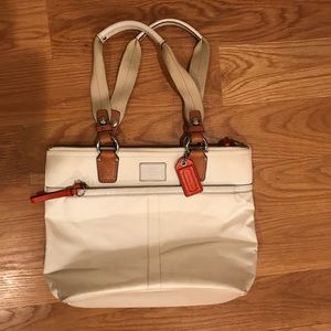 Coach Hampton white nylon tote bag